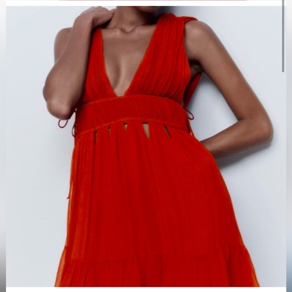 NWOT Zara Burnt Orange / Red Tie Mini
Dress - Picture 7 of 10